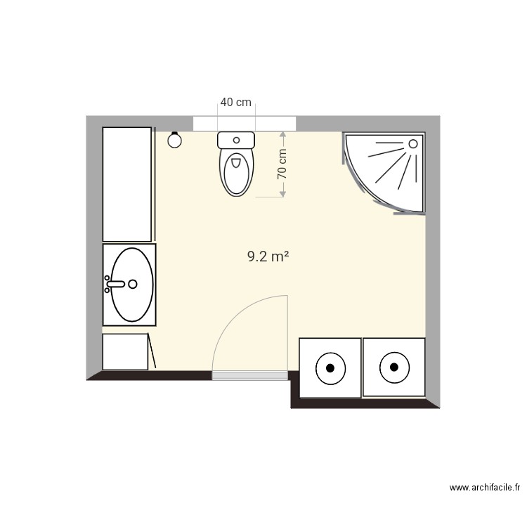 Salle de bain - Plan 1 pièce 9 m2 dessiné par Amuse