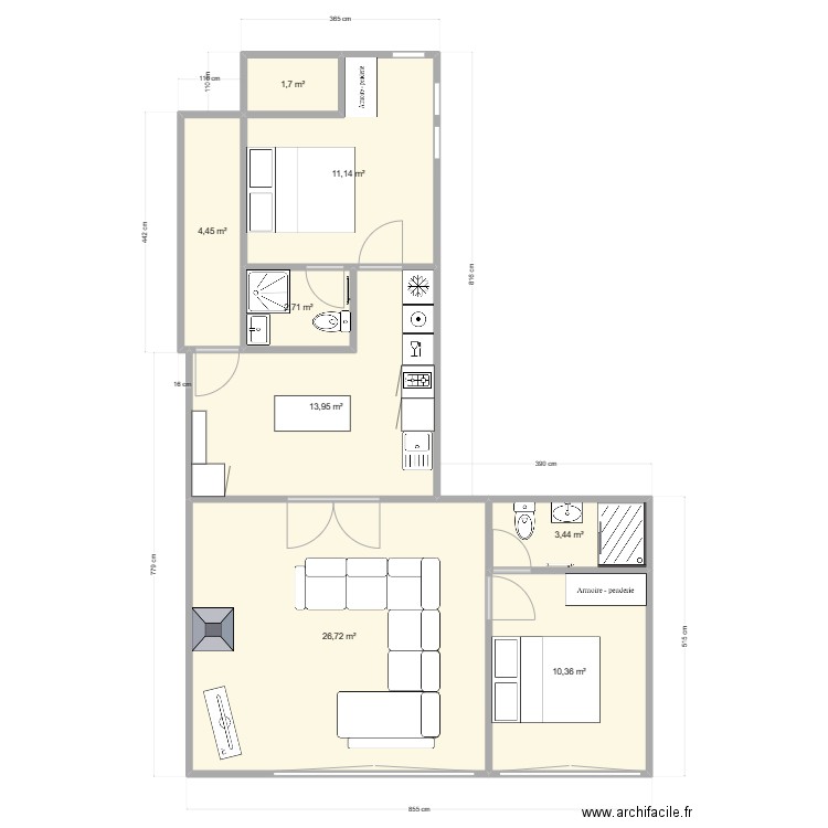 vert v10. Plan de 8 pièces et 74 m2