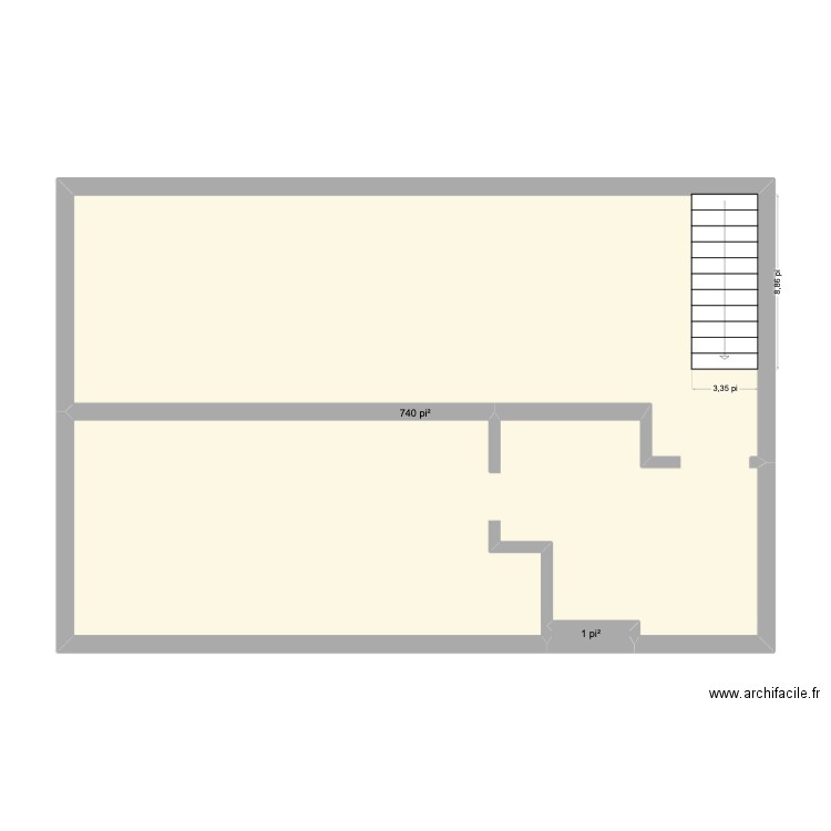 Sous-sol Maelle. Plan de 2 pièces et 69 m2