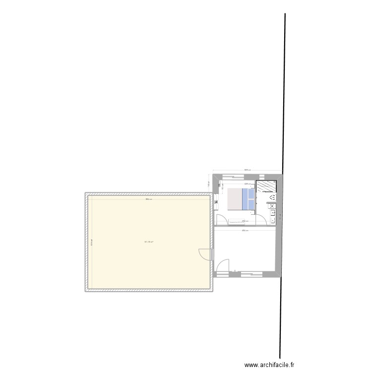 Extension PSM 4. Plan de 1 pièce et 61 m2