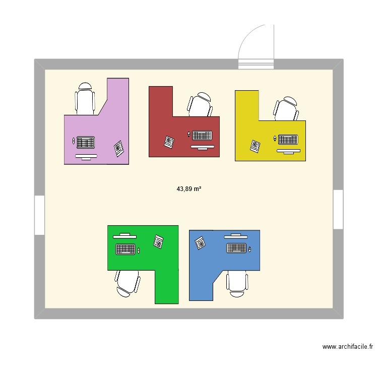 BUREAU. Plan de 1 pièce et 44 m2