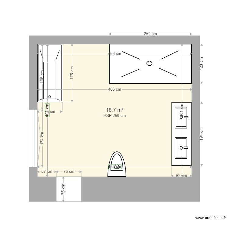 Salle de Bain Mélanie Version 2. Plan de 0 pièce et 0 m2