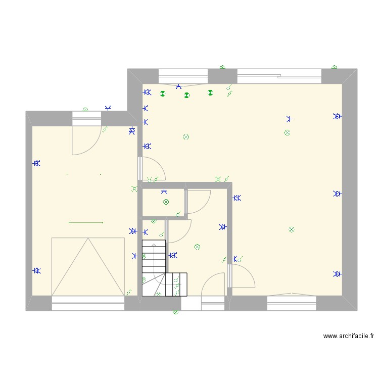 RDC FRED. Plan de 3 pièces et 70 m2