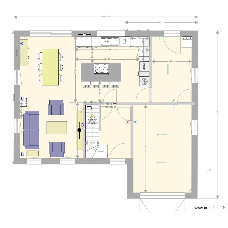 position éclairage RDC . Plan de 0 pièce et 0 m2