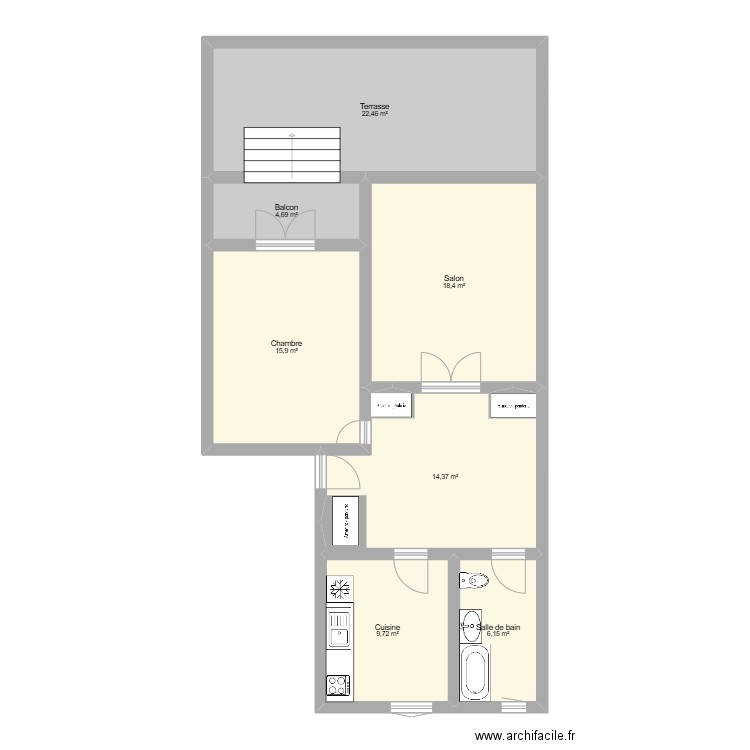 Perrelet 6. Plan de 7 pièces et 92 m2