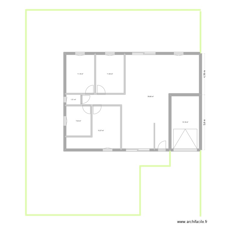 Maison B. Plan de 7 pièces et 122 m2