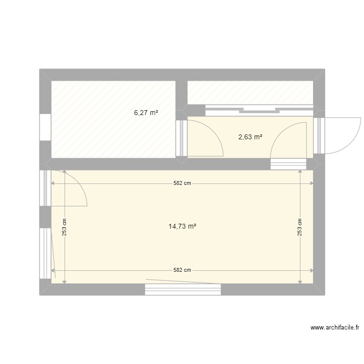 studio - Plan 3 pièces 24 m2 dessiné par Rust