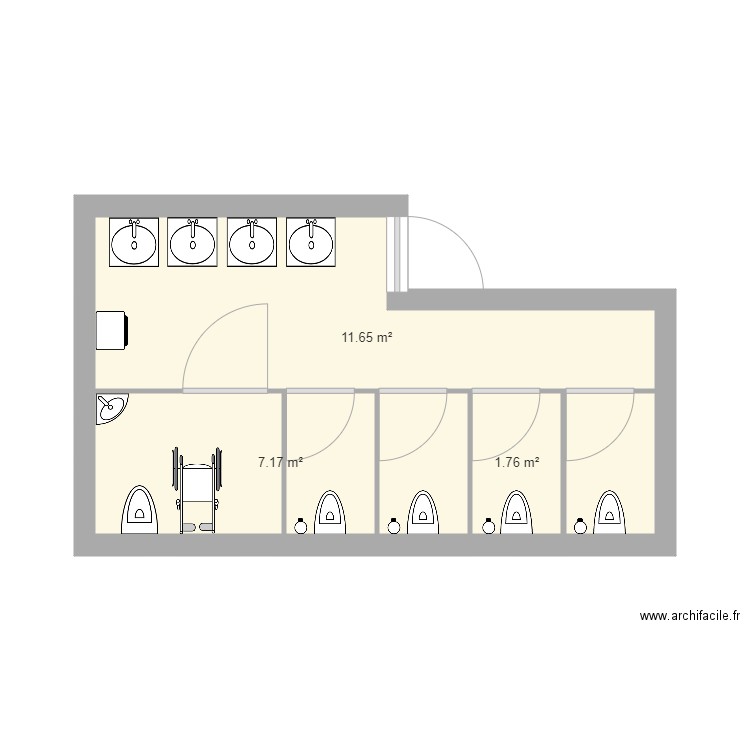 Toilette public. Plan de 0 pièce et 0 m2