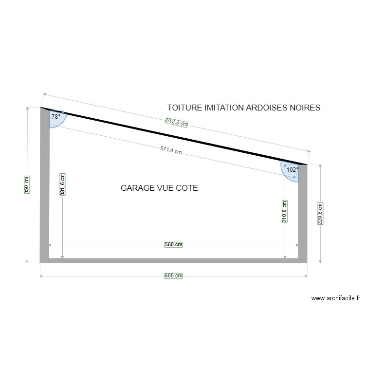 garage vue coté. Plan de 0 pièce et 0 m2