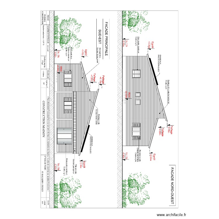 PLAN DE FACADES. Plan de 0 pièce et 0 m2