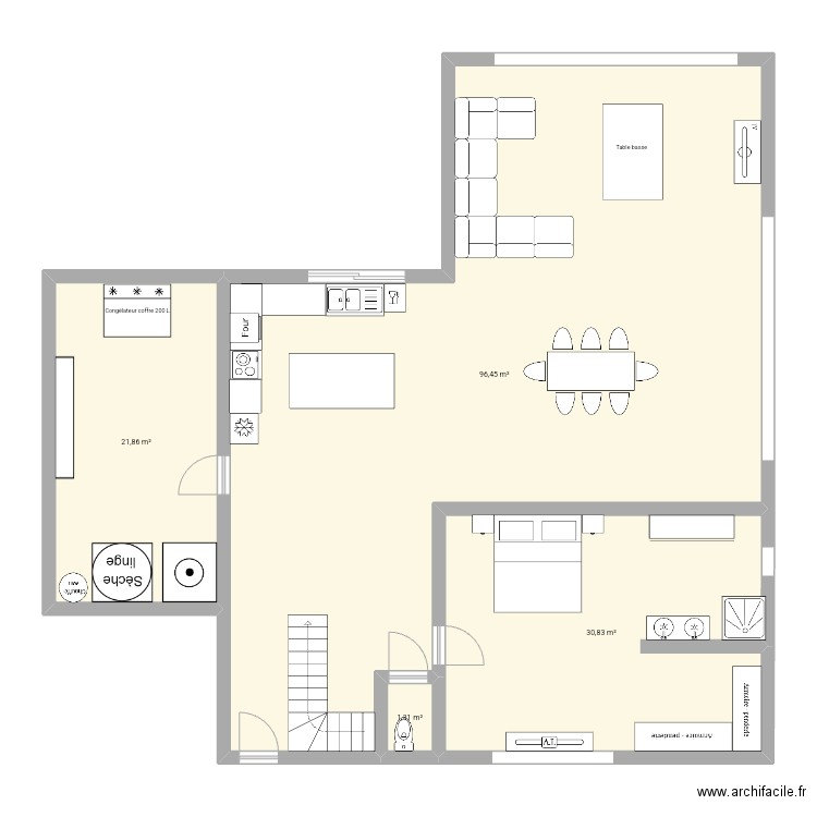 Maison . Plan de 4 pièces et 150 m2