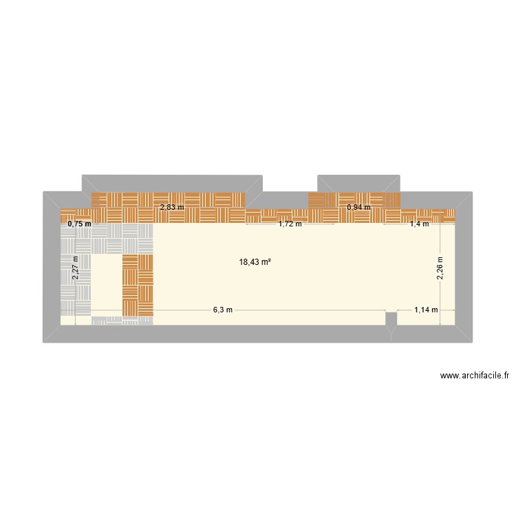 Terrasse. Plan de 1 pièce et 18 m2