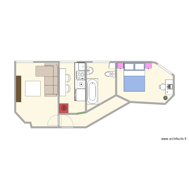 appart alice. Plan de 5 pièces et 34 m2