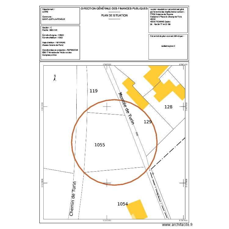 plan masse cadastre. Plan de 0 pièce et 0 m2