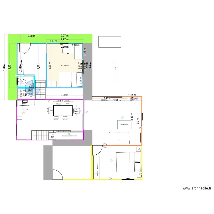 SEQUERA. Plan de 2 pièces et 12 m2