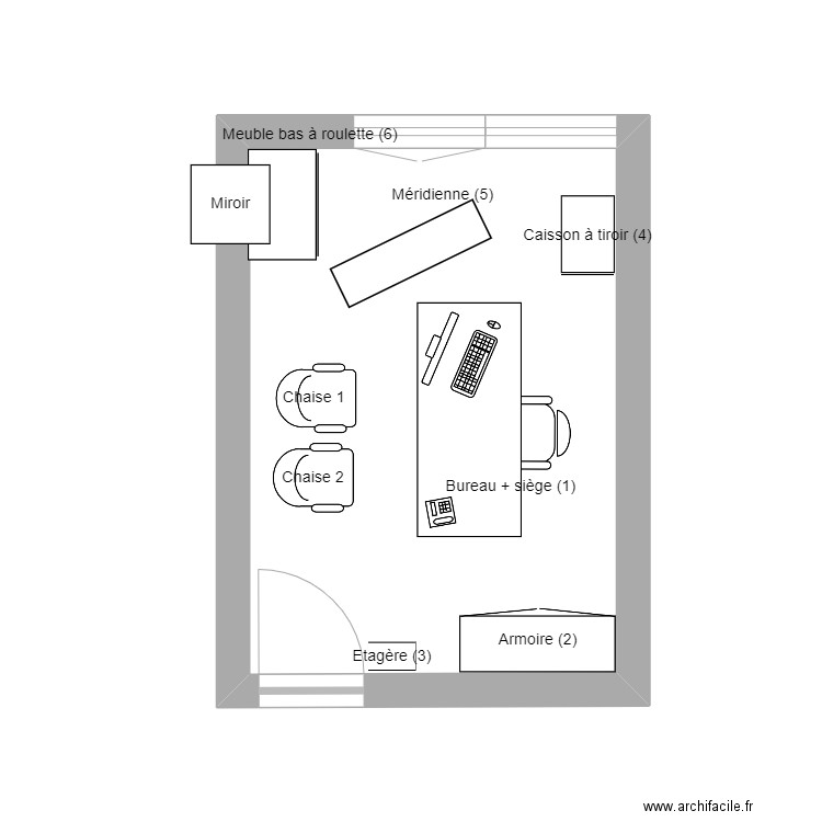 Bureau B4. Plan de 1 pièce et 11 m2