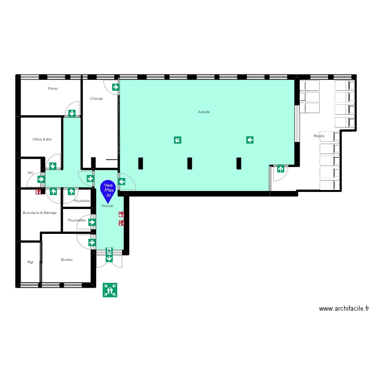 B92C16F projet 1 évac jordan. Plan de 13 pièces et 130 m2