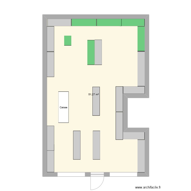 culinarion. Plan de 1 pièce et 51 m2