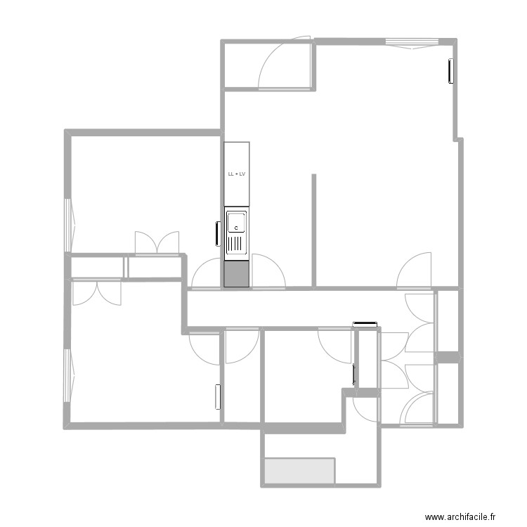 appart. Plan de 9 pièces et 48 m2