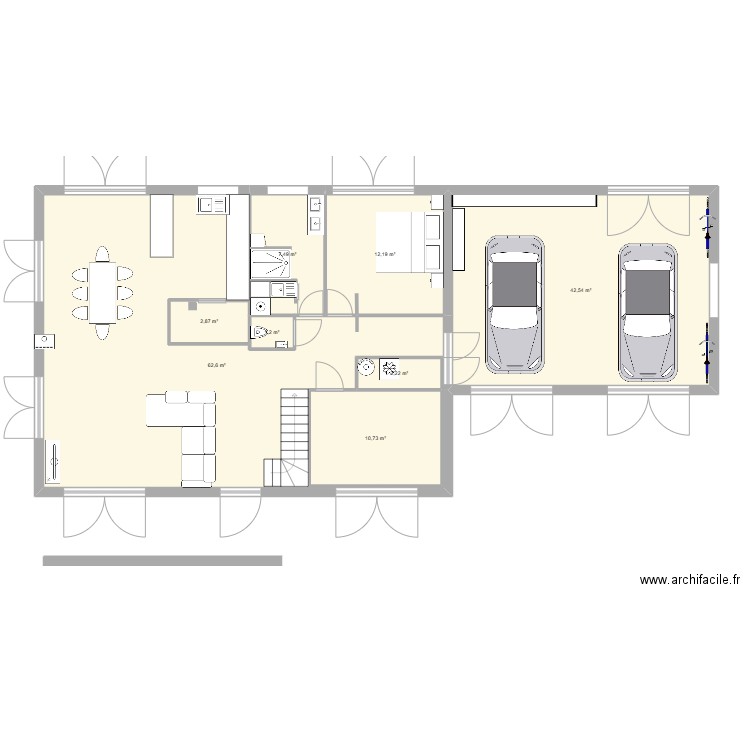 Barr. Plan de 8 pièces et 156 m2