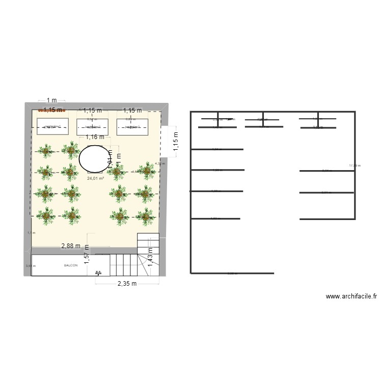 Jardin ISABELLE. Plan de 1 pièce et 24 m2