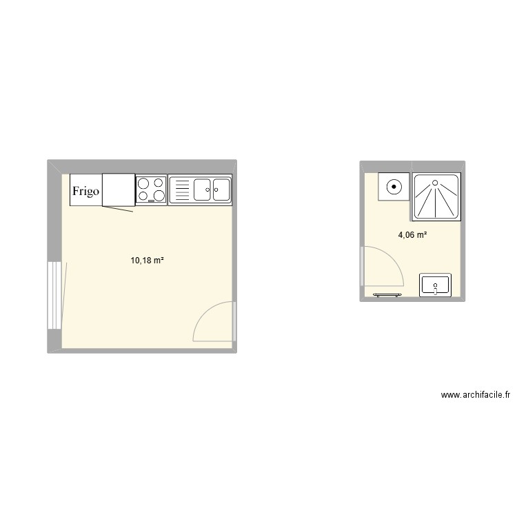 Les Bordes A12. Plan de 2 pièces et 14 m2