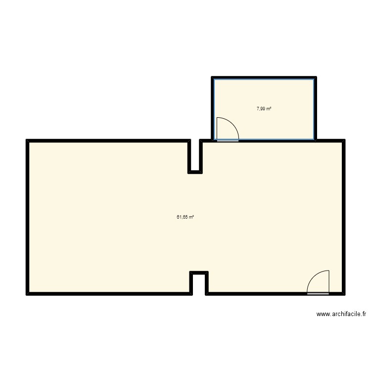 Planet game. Plan de 2 pièces et 70 m2