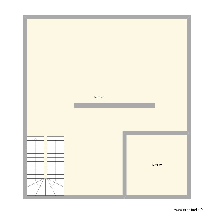 maison 1ere etage. Plan de 2 pièces et 98 m2