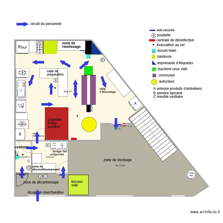 laboratoire aménagement circuit du personnel. Plan de 0 pièce et 0 m2