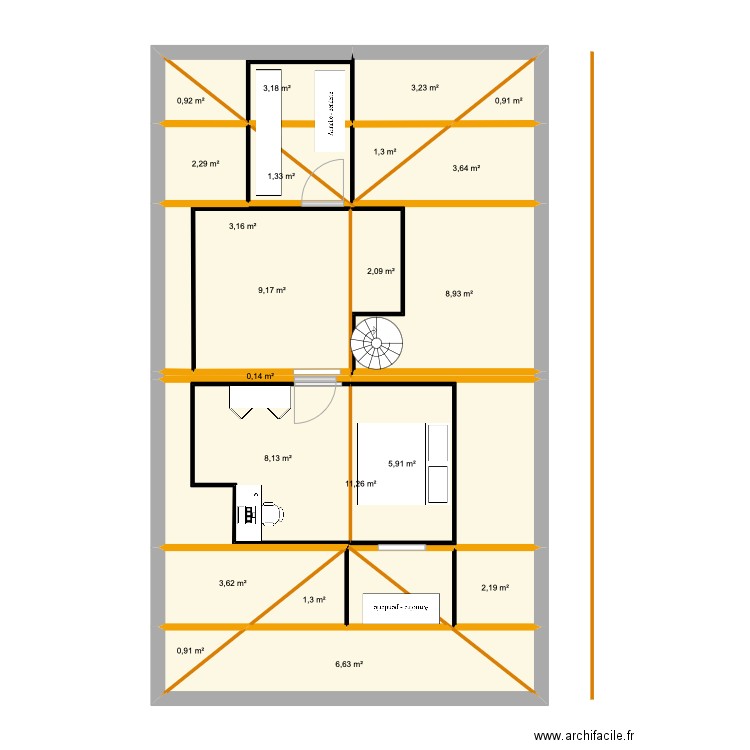 ron ron 2. Plan de 21 pièces et 95 m2