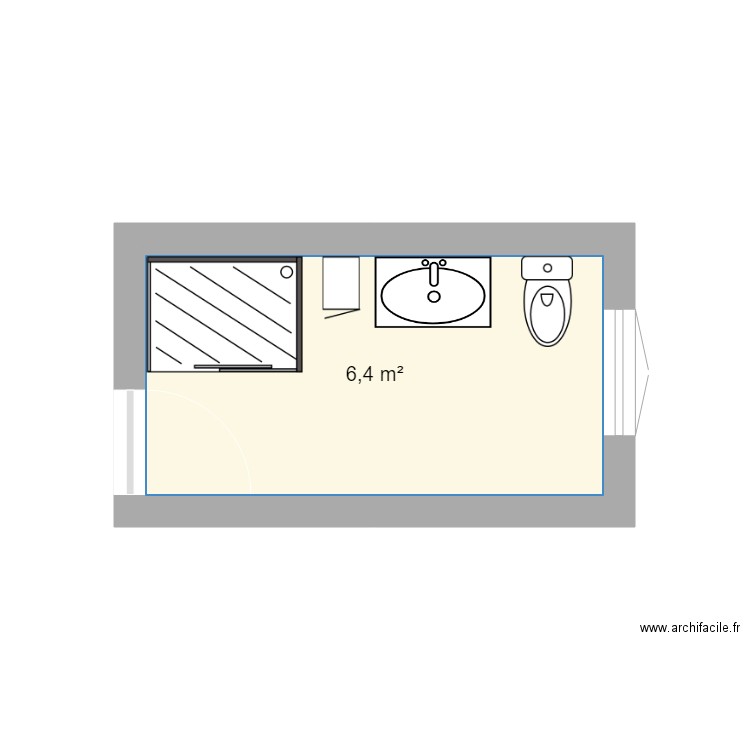 salle de bain - Plan 1 pièce 6 m2 dessiné par denisebaril