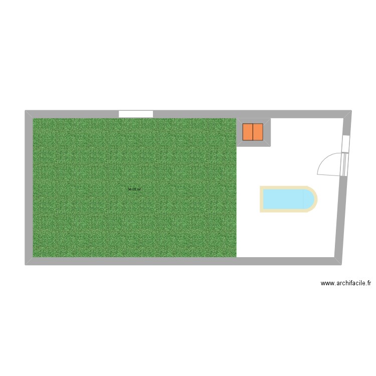 piscine 1. Plan de 2 pièces et 53 m2