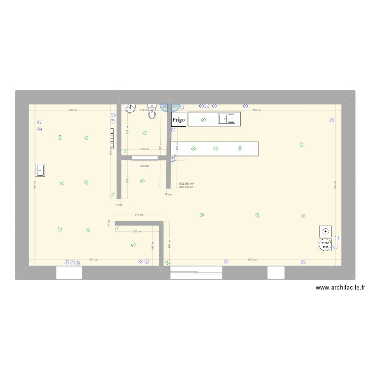 garage/ atelier. Plan de 1 pièce et 105 m2