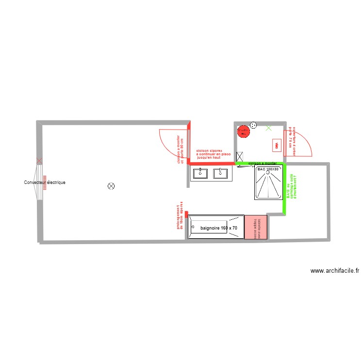 Sate jalle -1er etage- SDB-plombier. Plan de 0 pièce et 0 m2