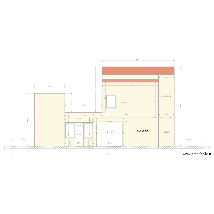  facade arrière . Plan de 0 pièce et 0 m2