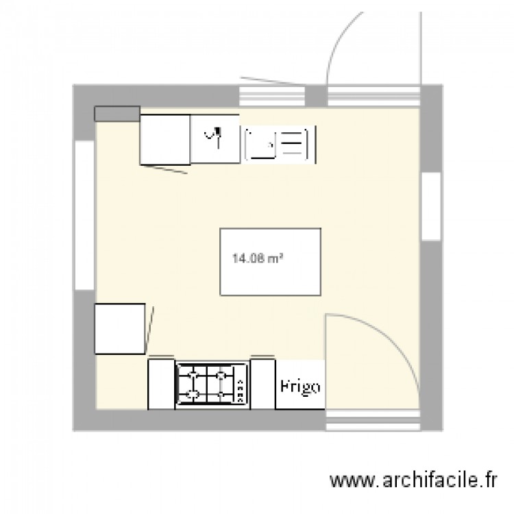 Cuisine 1 frigo stable. Plan de 0 pièce et 0 m2