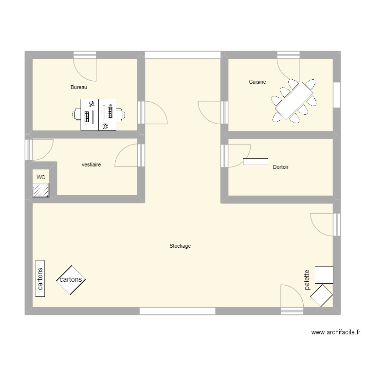 Ferme. Plan de 6 pièces et 86 m2