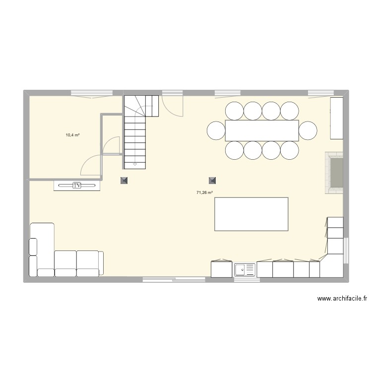 st pierre bois. Plan de 2 pièces et 82 m2