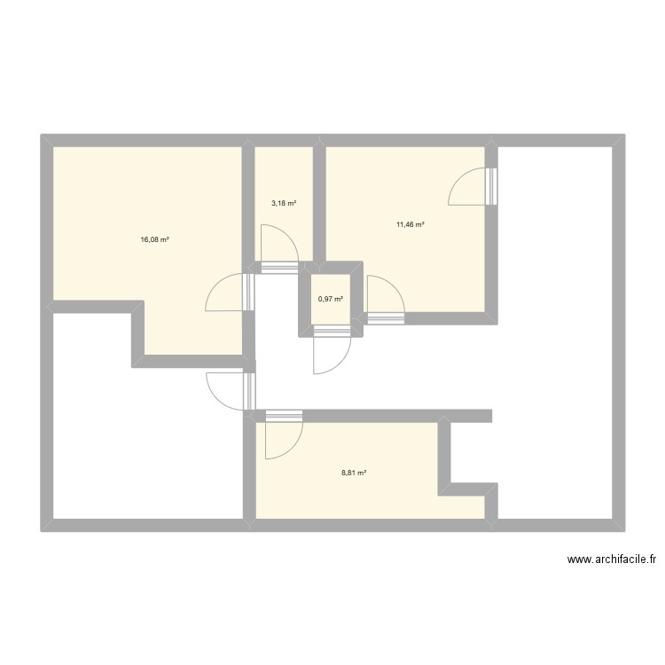 Plan Rez de chaussée. Plan de 5 pièces et 40 m2