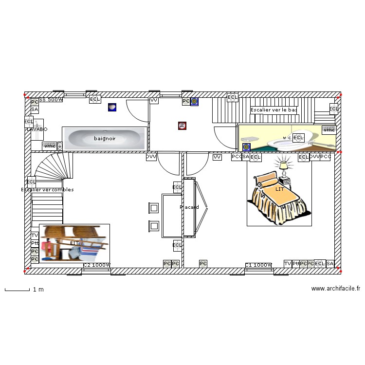 1er Etage Maison Virginie Saint Marie. Plan de 0 pièce et 0 m2