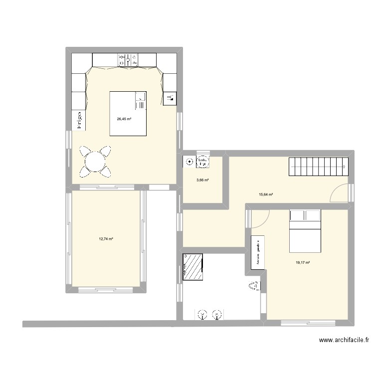 maison 2 monpensier. Plan de 5 pièces et 78 m2