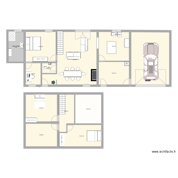 maison de. Plan de 13 pièces et 199 m2