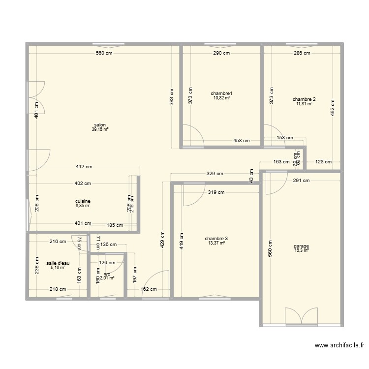 PONTEILLA . Plan de 8 pièces et 107 m2