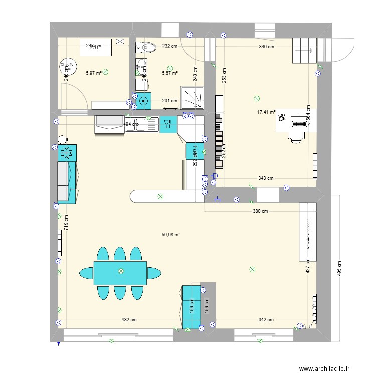 nouvelle pièce 3. Plan de 4 pièces et 80 m2