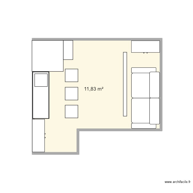 Salle 1 . Plan de 1 pièce et 12 m2