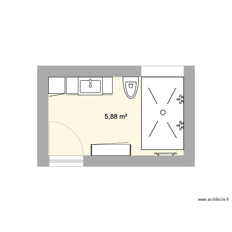 SDB1. Plan de 1 pièce et 6 m2