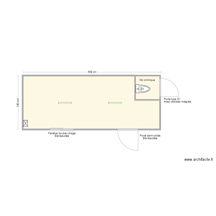 Projet Henri GERMAIN B. Plan de 2 pièces et 14 m2