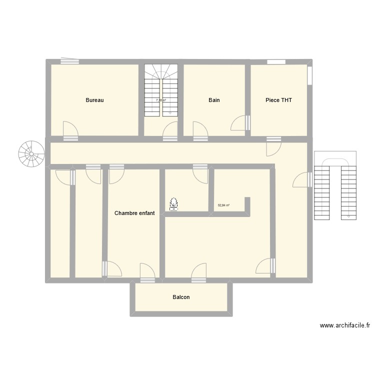 MF-1er. Plan de 7 pièces et 148 m2