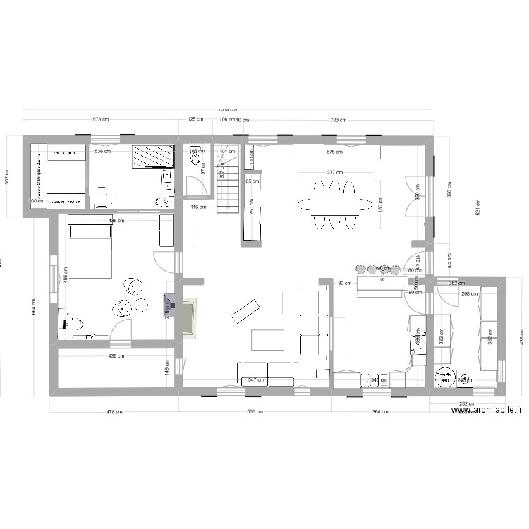 Luxey RDC 2. Plan de 5 pièces et 130 m2