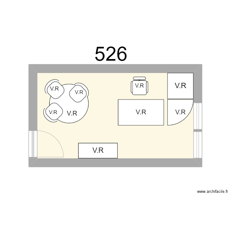 Bureau R 526 V.ROBERT. Plan de 1 pièce et 12 m2